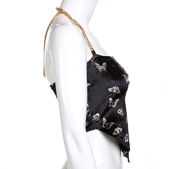 Velvet butterfly chain halter top - Picture 9 of 16